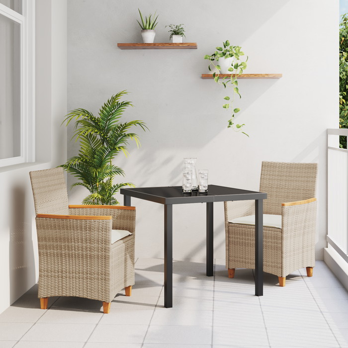Set de Dining pentru Grădină , 3 Piese, Ratan Polimer Bej - WALTI WALTI