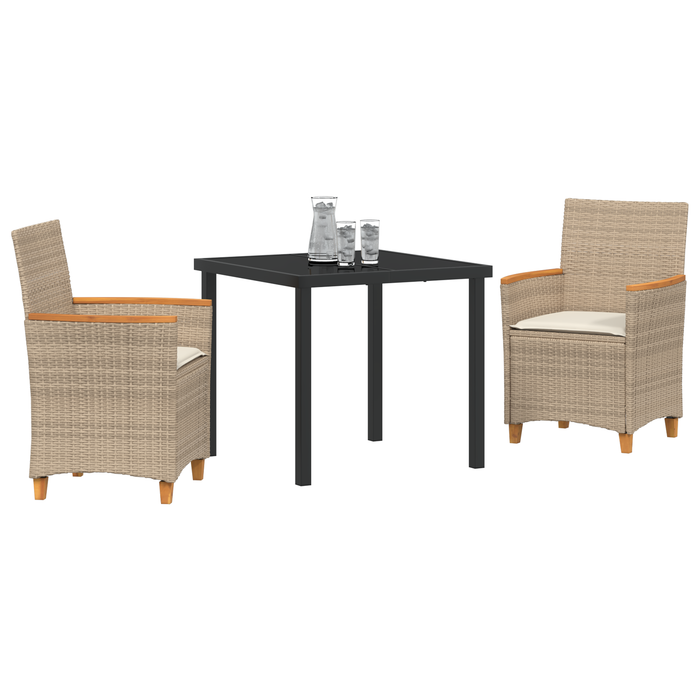 Set de Dining pentru Grădină , 3 Piese, Ratan Polimer Bej - WALTI WALTI