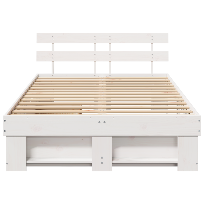 Cadru de pat cu sertare alb 135x190 cm lemn masiv de pin - WALTI WALTI