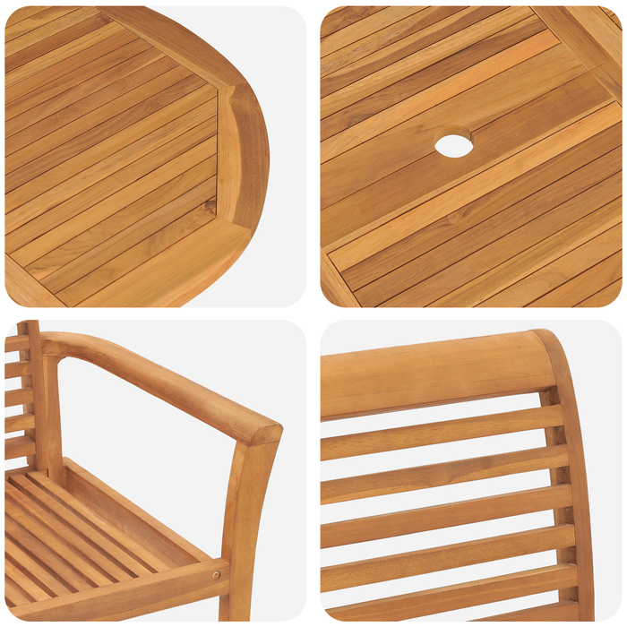 Set masa grădină vidaXL cu 7 piese din lemn masiv de teak - WALTI WALTI