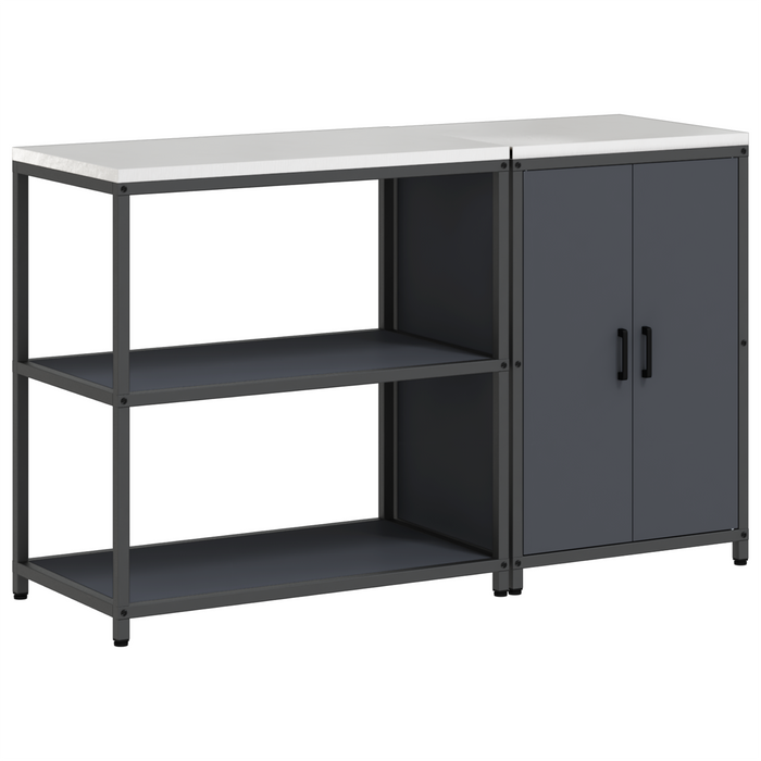 Set de depozitare pentru bucătărie cu raft cu depozitare cu ușă Ajustabil 2 pcs Antracit - WALTI WALTI