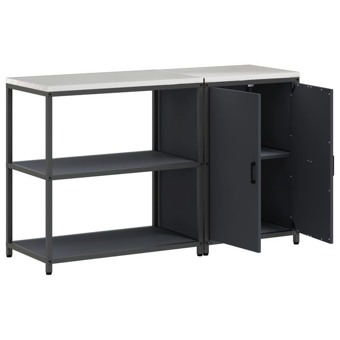 Set de depozitare pentru bucătărie cu raft cu depozitare cu ușă Ajustabil 2 pcs Antracit - WALTI WALTI