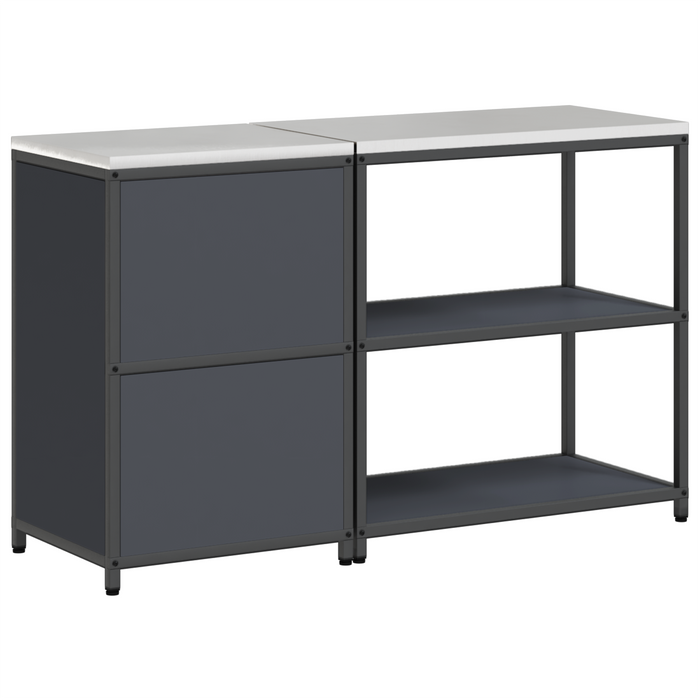 Set de depozitare pentru bucătărie cu raft cu depozitare cu ușă Ajustabil 2 pcs Antracit - WALTI WALTI