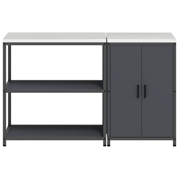 Set de depozitare pentru bucătărie cu raft cu depozitare cu ușă Ajustabil 2 pcs Antracit - WALTI WALTI