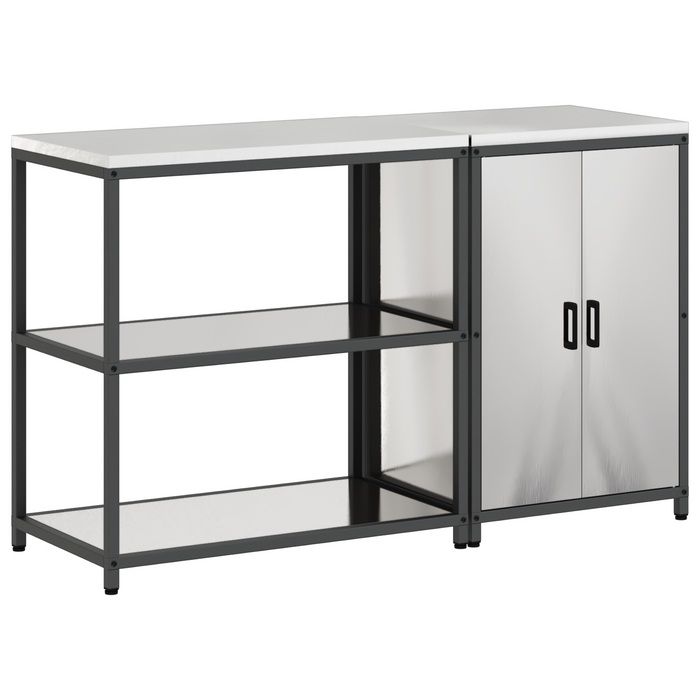 Set de depozitare pentru bucătărie cu raft cu depozitare cu ușă Ajustabil 2 pcs Argintiu - WALTI WALTI