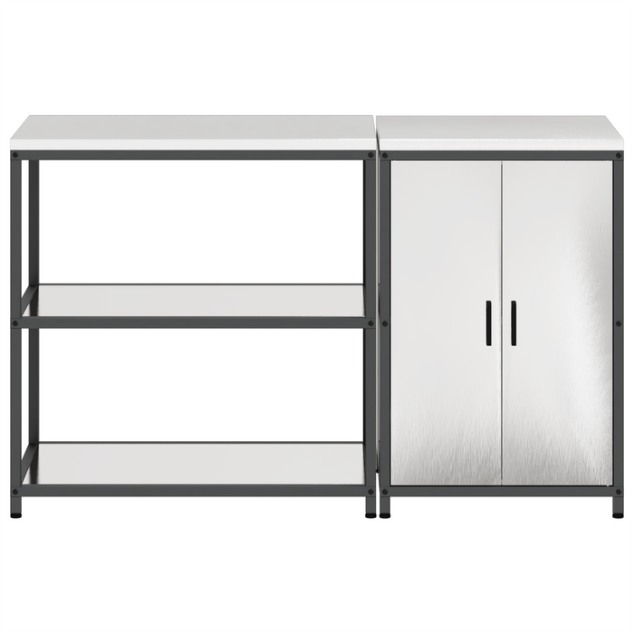 Set de depozitare pentru bucătărie cu raft cu depozitare cu ușă Ajustabil 2 pcs Argintiu - WALTI WALTI