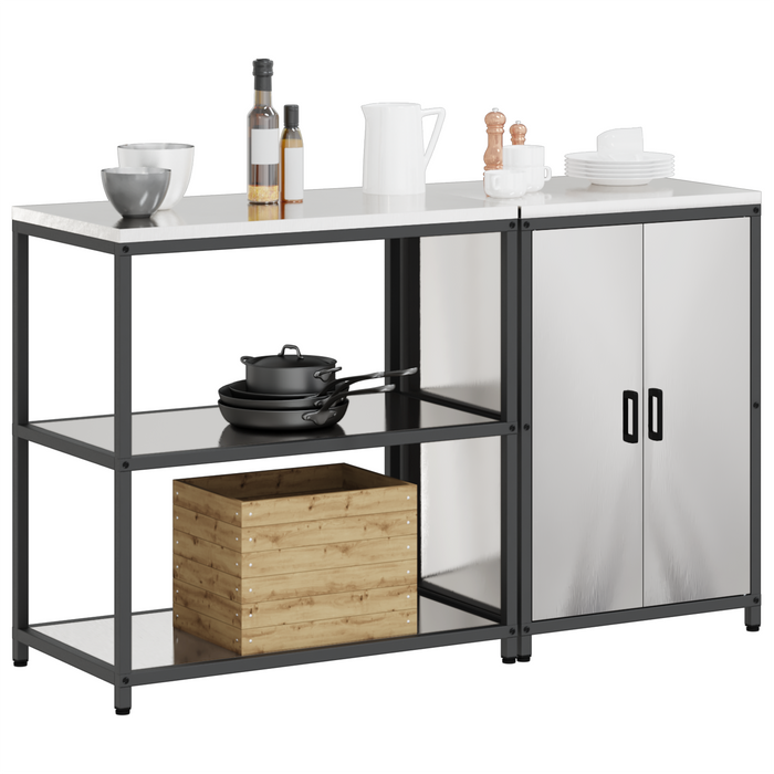Set de depozitare pentru bucătărie cu raft cu depozitare cu ușă Ajustabil 2 pcs Argintiu - WALTI WALTI