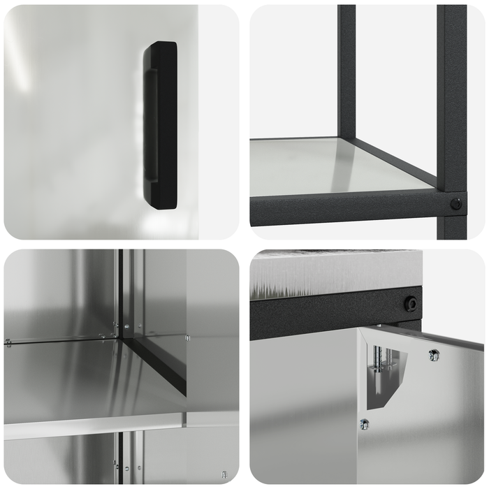 Set de depozitare pentru bucătărie cu raft cu depozitare cu ușă Ajustabil 2 pcs Argintiu - WALTI WALTI