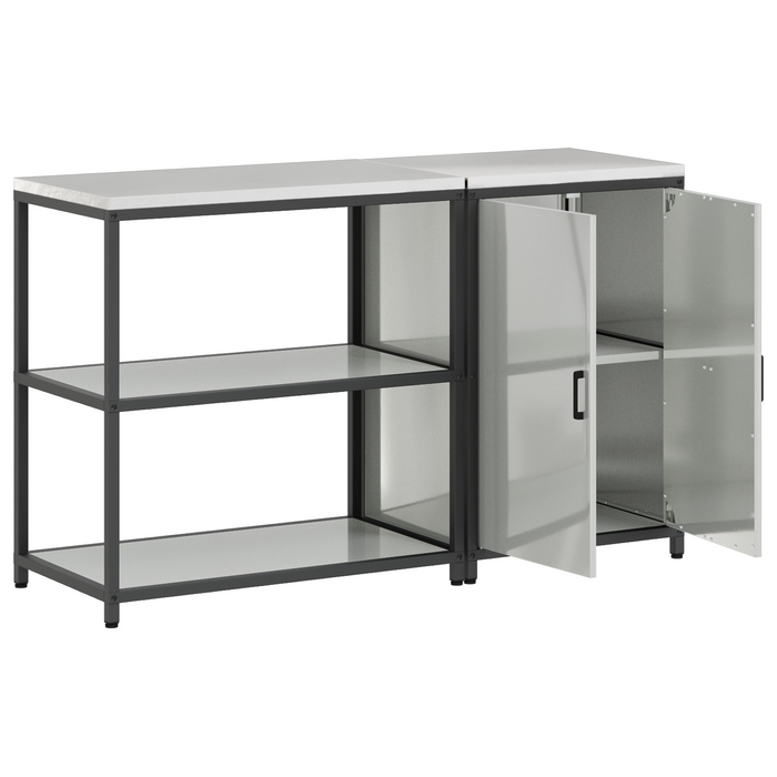 Set de depozitare pentru bucătărie cu raft cu depozitare cu ușă Ajustabil 2 pcs Argintiu - WALTI WALTI