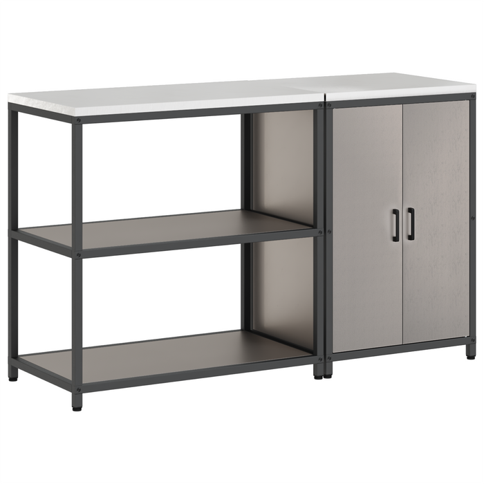 Set de depozitare pentru bucătărie cu raft cu depozitare cu ușă Ajustabil 2 pcs Ruginit - WALTI WALTI