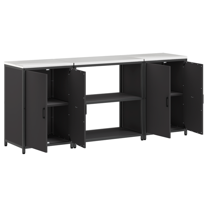 Set de depozitare pentru bucătărie 3 pcs Negru 210 x 50 x 92 cm - WALTI WALTI
