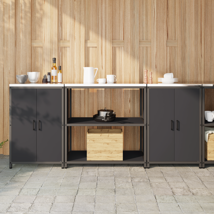 Set de depozitare pentru bucătărie 3 pcs Negru 210 x 50 x 92 cm - WALTI WALTI