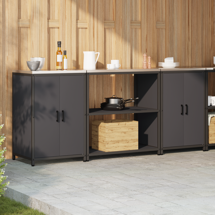 Set de depozitare pentru bucătărie 3 pcs Negru 210 x 50 x 92 cm - WALTI WALTI