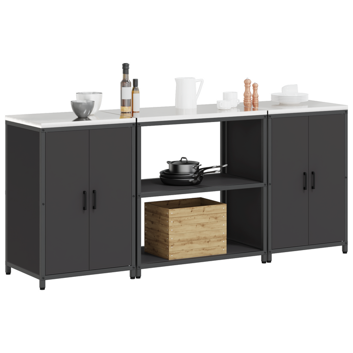 Set de depozitare pentru bucătărie 3 pcs Negru 210 x 50 x 92 cm - WALTI WALTI