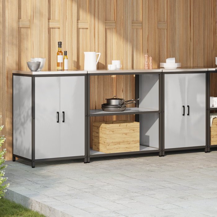 Set de depozitare pentru bucătărie cu raft cu depozitare cu ușă 3 pcs Argintiu - WALTI WALTI