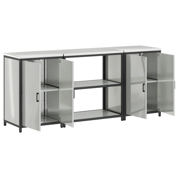 Set de depozitare pentru bucătărie cu raft cu depozitare cu ușă 3 pcs Argintiu - WALTI WALTI