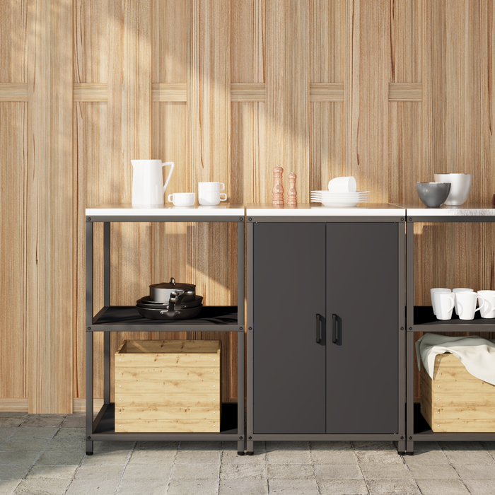 Set de depozitare pentru bucătărie 2 pcs Negru 120 x 50 x 92 cm - WALTI WALTI