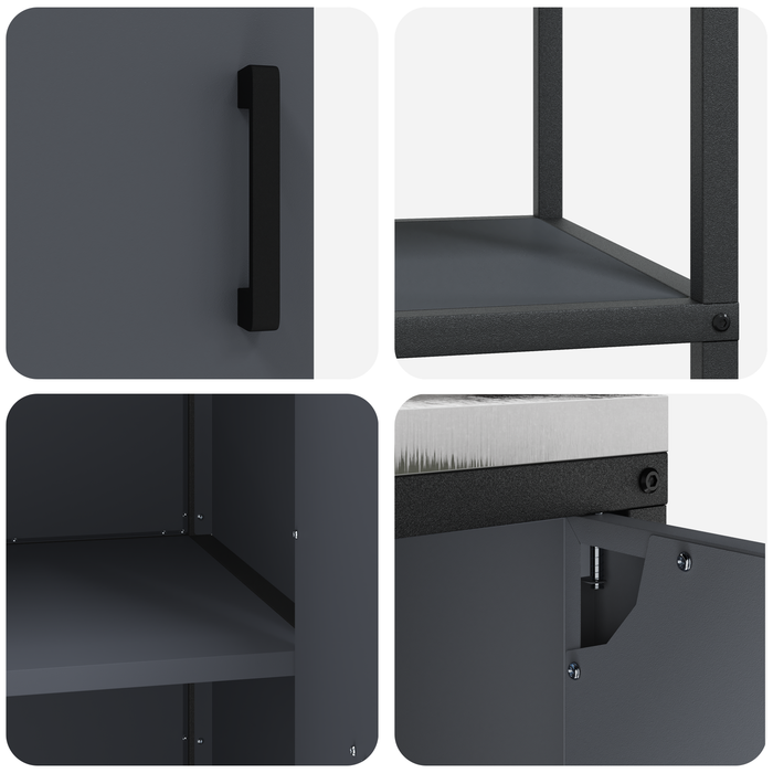 Set de depozitare pentru bucătărie cu raft cu depozitare cu ușă Ajustabil 2 pcs Antracit - WALTI WALTI