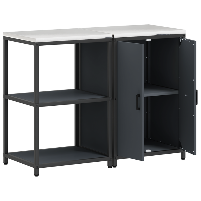 Set de depozitare pentru bucătărie cu raft cu depozitare cu ușă Ajustabil 2 pcs Antracit - WALTI WALTI