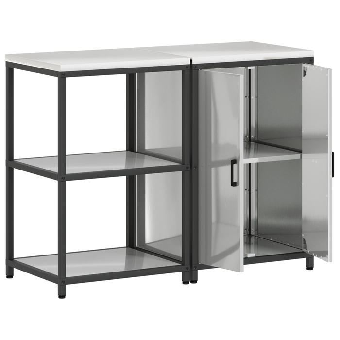 Set de depozitare pentru bucătărie cu raft cu depozitare cu ușă Ajustabil 2 pcs Argintiu - WALTI WALTI