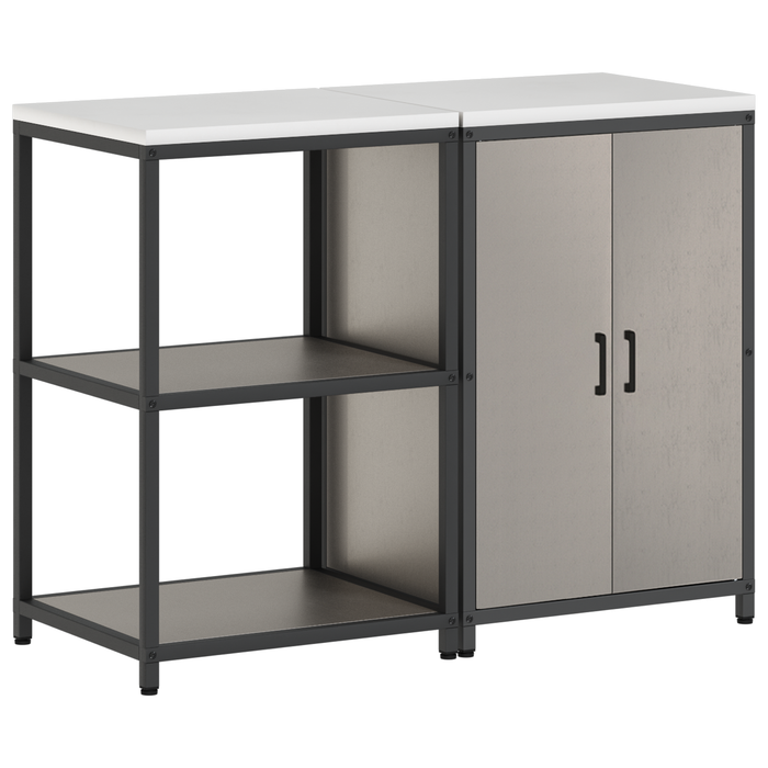 Set de depozitare pentru bucătărie cu raft cu depozitare cu ușă Ajustabil 2 pcs Ruginit - WALTI WALTI