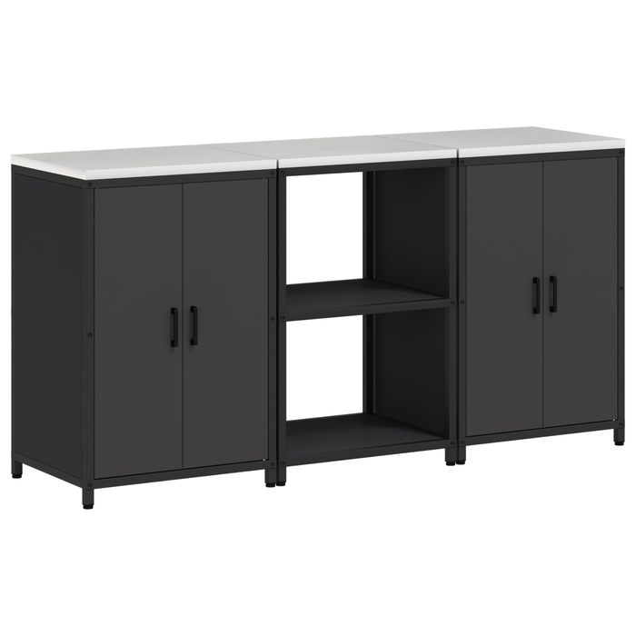 Set de depozitare pentru bucătărie 3 pcs Negru 180 x 50 x 92 cm - WALTI WALTI