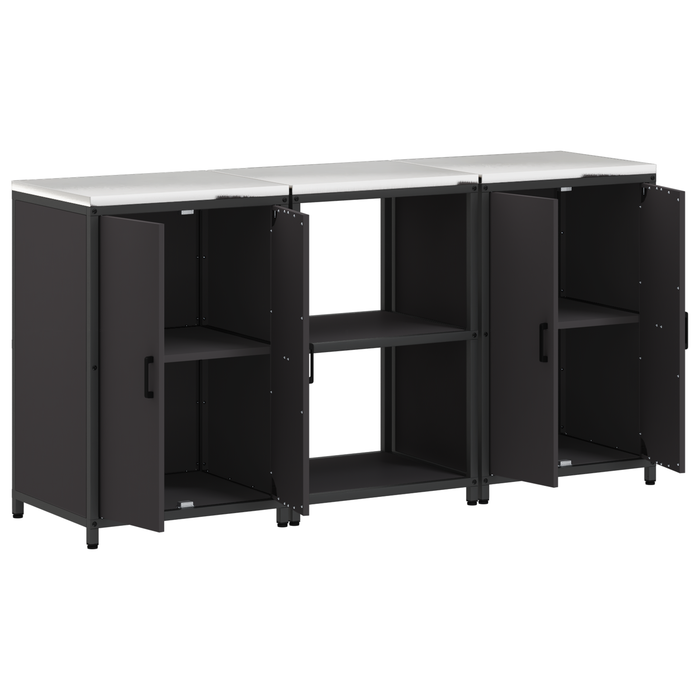 Set de depozitare pentru bucătărie 3 pcs Negru 180 x 50 x 92 cm - WALTI WALTI