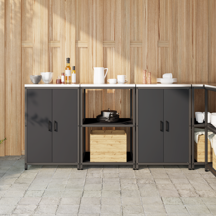 Set de depozitare pentru bucătărie 3 pcs Negru 180 x 50 x 92 cm - WALTI WALTI