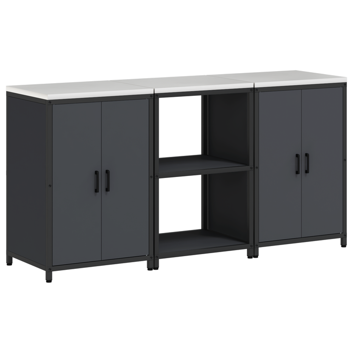 Set de depozitare pentru bucătărie cu raft cu depozitare cu ușă 3 pcs Antracit - WALTI WALTI
