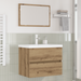Set de mobilier pentru baie cu depozitare cu oglindă 3 pcs Stejar negru - WALTI WALTI