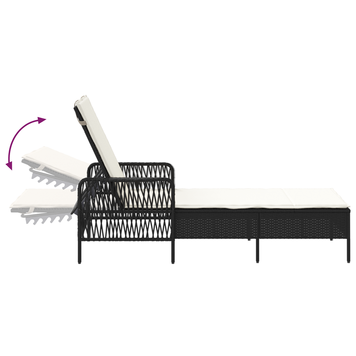 Șezlong Negru și crem PE Rattan 157 x 55 x 92 cm - WALTI WALTI
