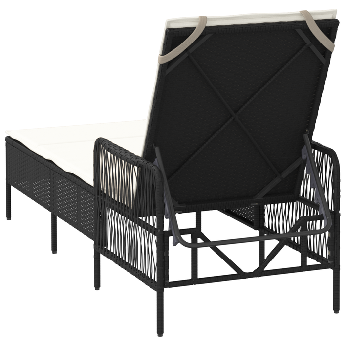 Șezlong Negru și crem PE Rattan 157 x 55 x 92 cm - WALTI WALTI