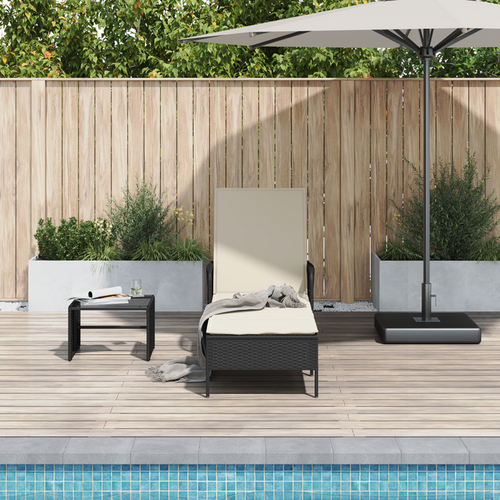 Șezlong Negru și crem PE Rattan 157 x 55 x 92 cm - WALTI WALTI
