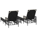Set de Șezlonguri Set de 3 Negru și crem Ratan PE, metal Pliabil - WALTI WALTI