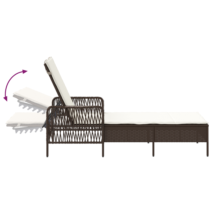Set de șezlonguri Set de 3 Maro și alb crem rattan PE, metal - WALTI WALTI