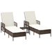 Set de șezlonguri Set de 3 Maro și alb crem rattan PE, metal - WALTI WALTI