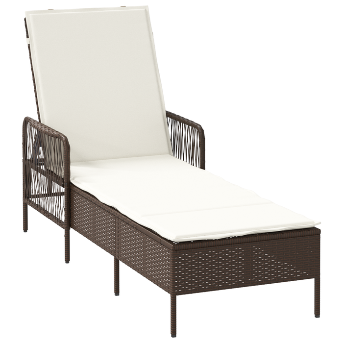 Set de șezlonguri Set de 3 Maro și alb crem rattan PE, metal - WALTI WALTI