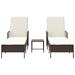Set de șezlonguri Set de 3 Maro și alb crem rattan PE, metal - WALTI WALTI