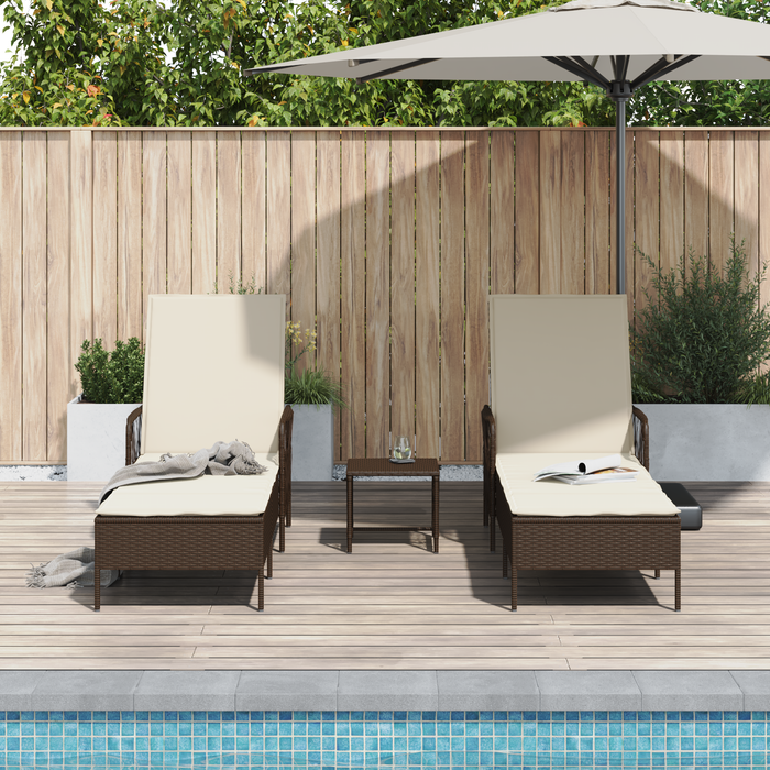 Set de șezlonguri Set de 3 Maro și alb crem rattan PE, metal - WALTI WALTI