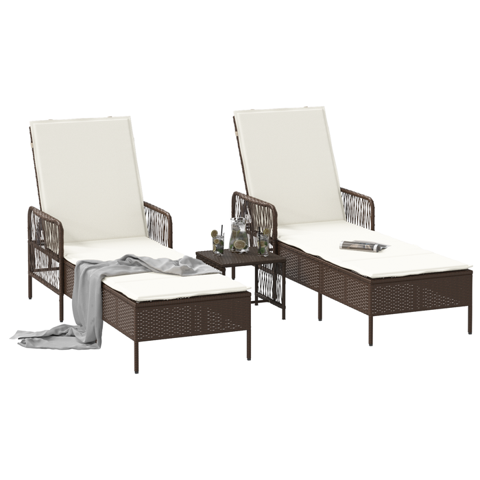 Set de șezlonguri Set de 3 Maro și alb crem rattan PE, metal - WALTI WALTI