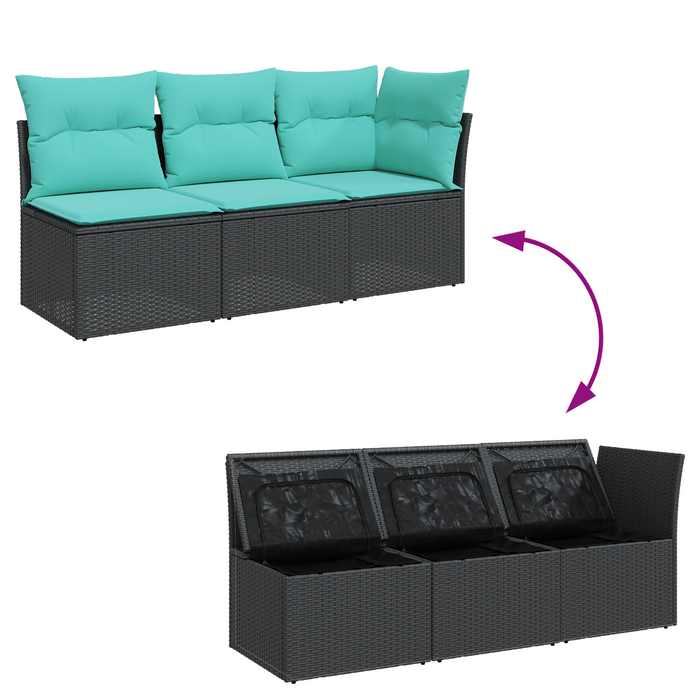 | Canapea de grădină | cu pernă Negru 172 x 62 x 69 cm Rattan poli WALTI