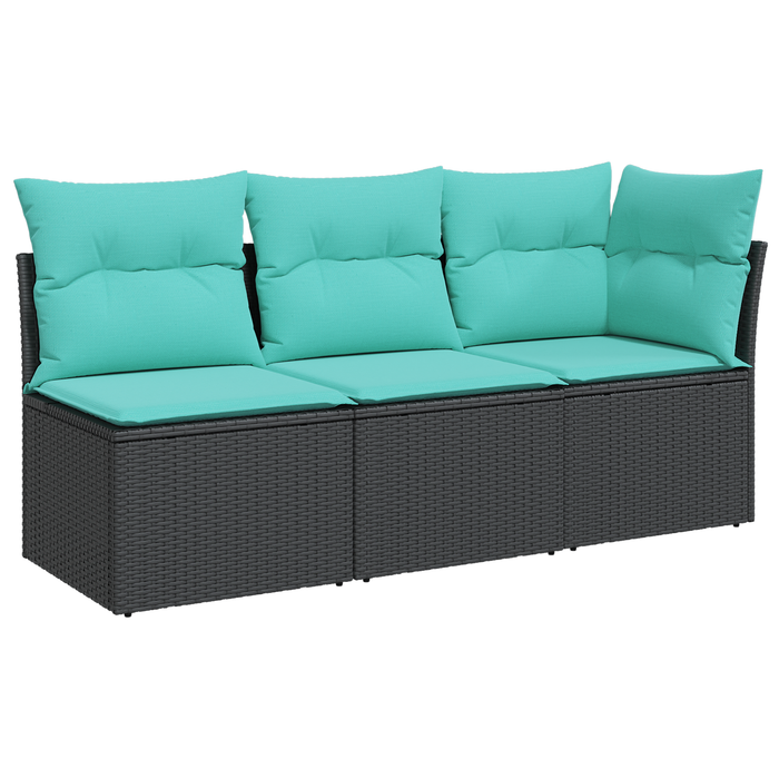 | Canapea de grădină | cu pernă Negru 172 x 62 x 69 cm Rattan poli WALTI