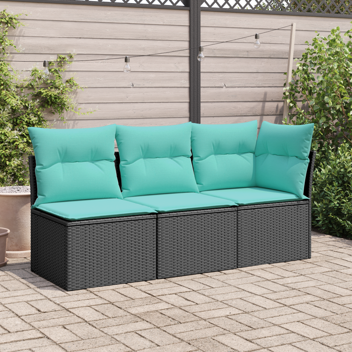 | Canapea de grădină | cu pernă Negru 172 x 62 x 69 cm Rattan poli WALTI