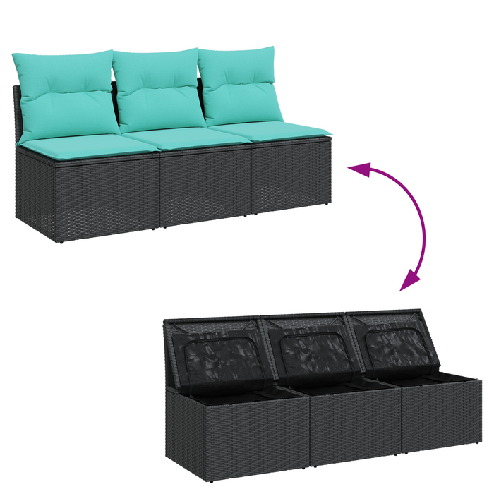 | Canapea de grădină | cu pernă Negru 165 x 62 x 69 cm Rattan poli WALTI