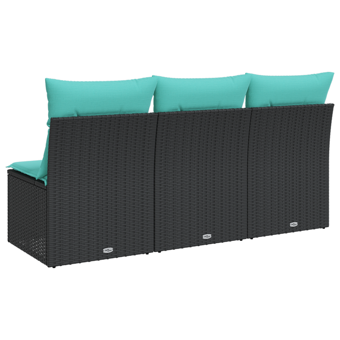 | Canapea de grădină | cu pernă Negru 165 x 62 x 69 cm Rattan poli WALTI