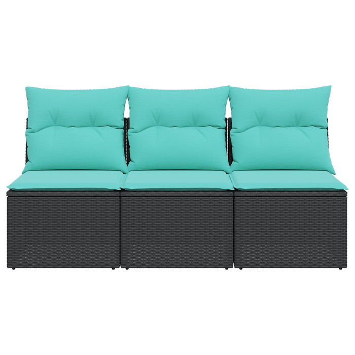 | Canapea de grădină | cu pernă Negru 165 x 62 x 69 cm Rattan poli WALTI