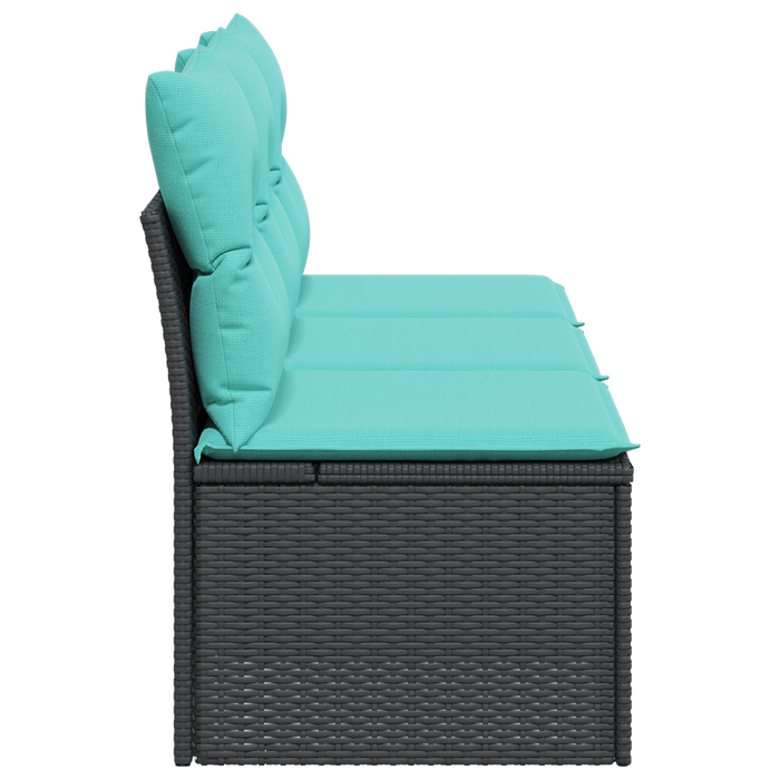 | Canapea de grădină | cu pernă Negru 165 x 62 x 69 cm Rattan poli WALTI