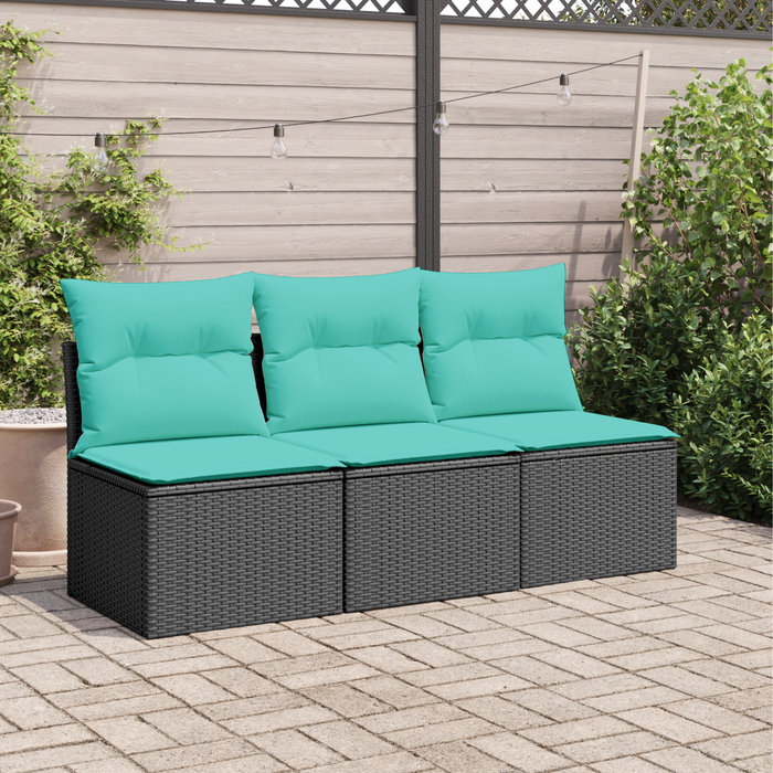 | Canapea de grădină | cu pernă Negru 165 x 62 x 69 cm Rattan poli WALTI