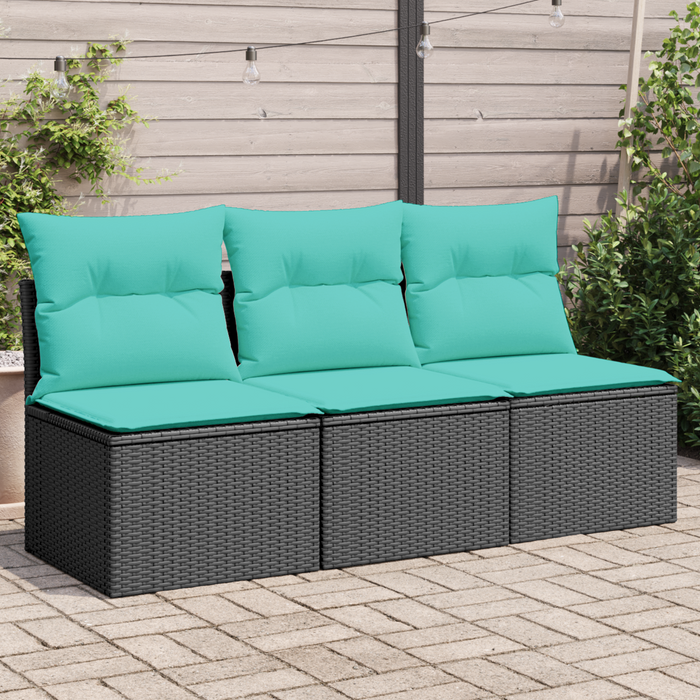 | Canapea de grădină | cu pernă Negru 165 x 62 x 69 cm Rattan poli WALTI