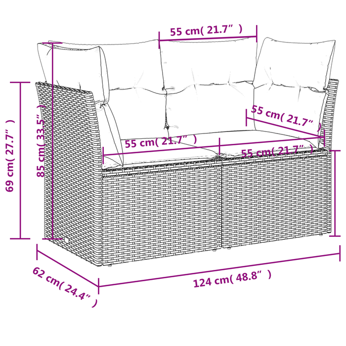 | Canapea de grădină | cu pernă Gri 124 x 62 x 69 cm poliratan WALTI
